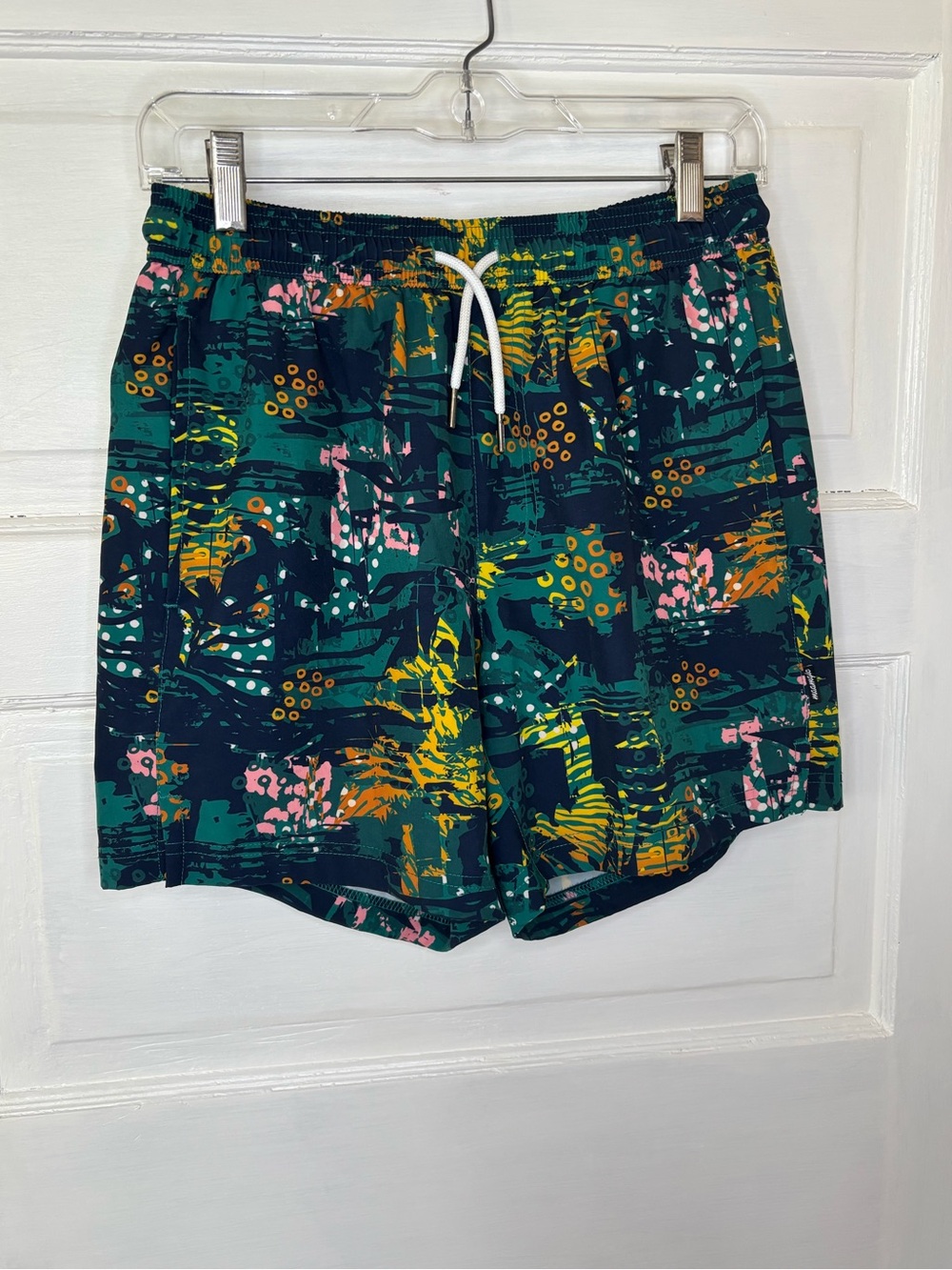 Maamgic Men's Dark Teal Abstract Floral Swim Trunks